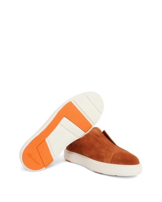 Santoni Brown Suede Sneakers for men