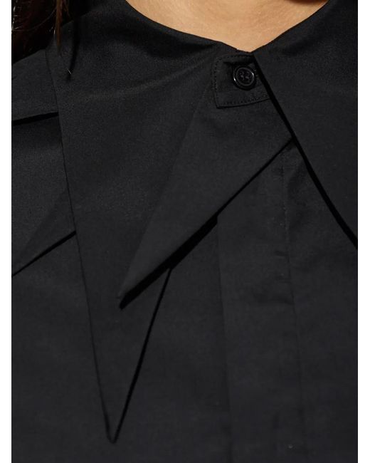 Noir Kei Ninomiya Black Pointed-Collar Pleated-Sleeve Shirt