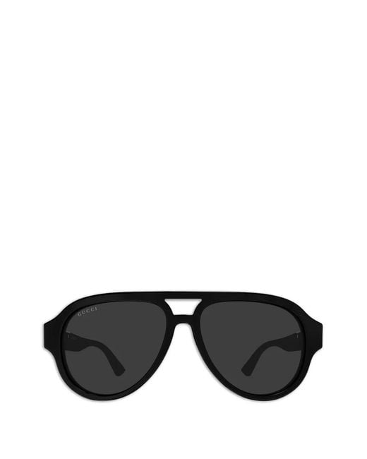 Gucci Black Web-Stripe Pilot Sunglasses for men