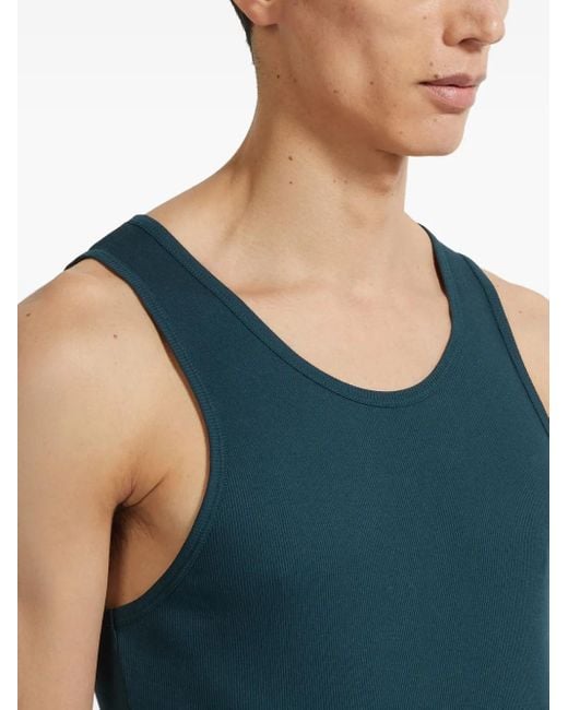 Zegna Blue Ribbed Tank Top for men