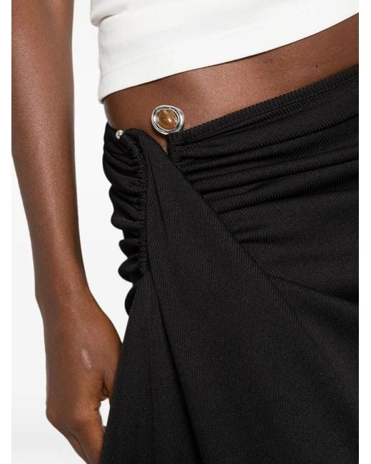 Christopher Esber Black Crystal-Clasp Cascade Midi Skirt