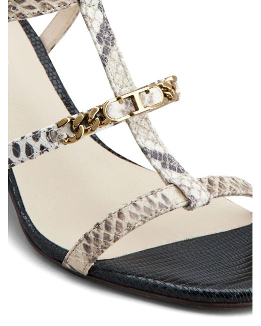 Tod's White 75mm Reptile-print Sandals