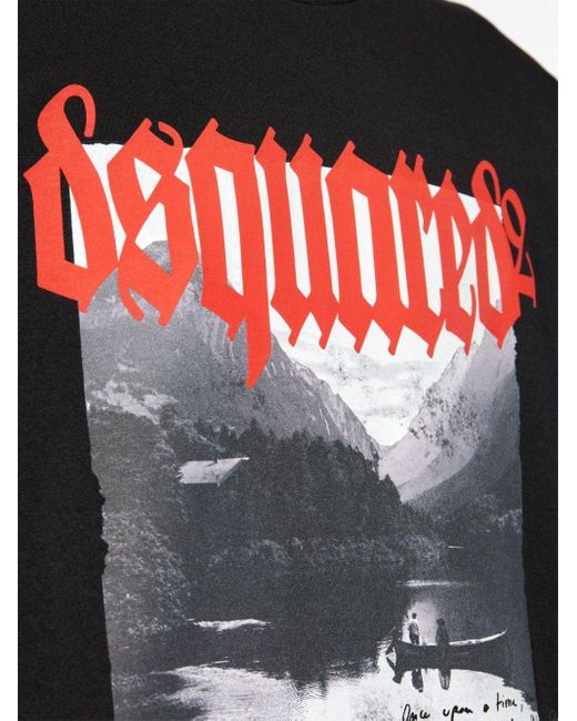 T-shirt en coton à imprimé graphique DSquared² pour homme en coloris Black