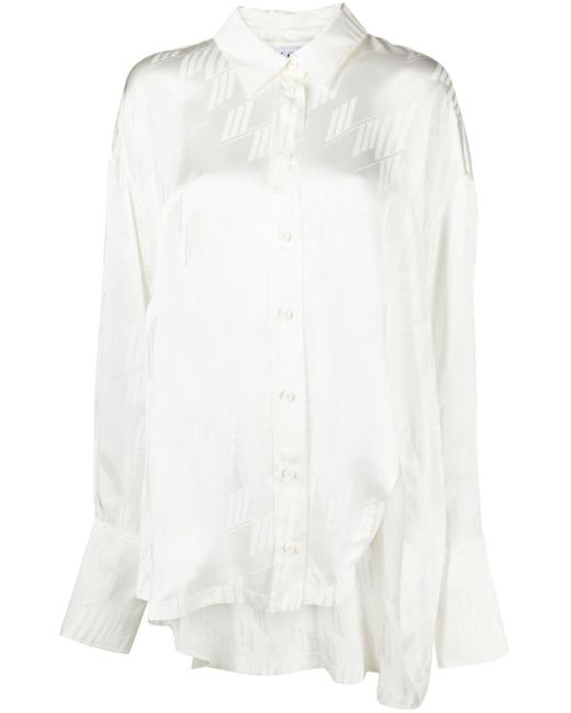 The Attico White Asymmetrisches Diana Jacquard-Hemd