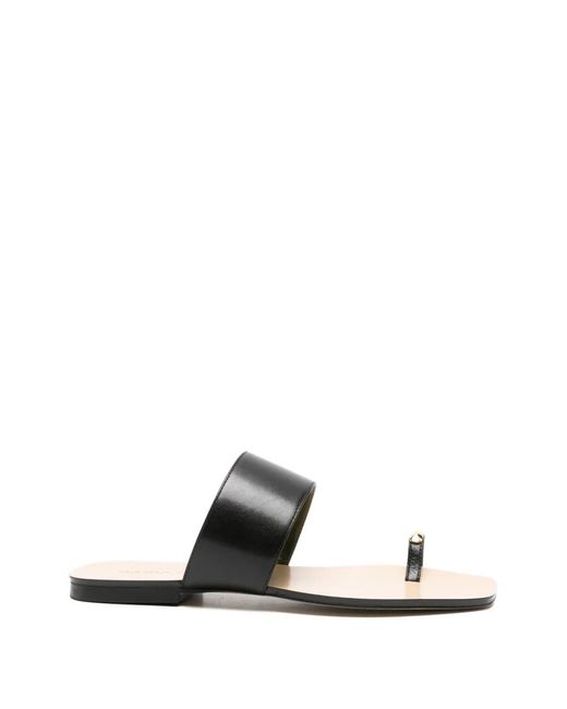 MARIA LUCA White Toe-Ring Leather Sandals