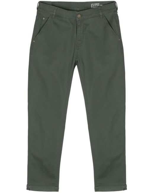 PT Torino Gray Pressed-crease Tapered Trousers for men