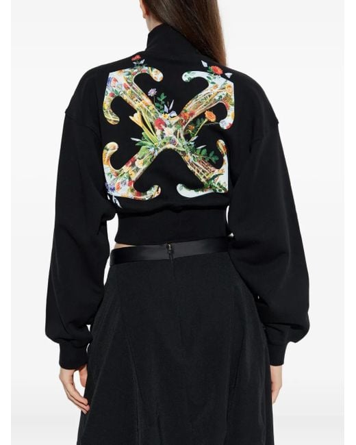 Off-White c/o Virgil Abloh Black Geblümter Strick mit Reißverschluss