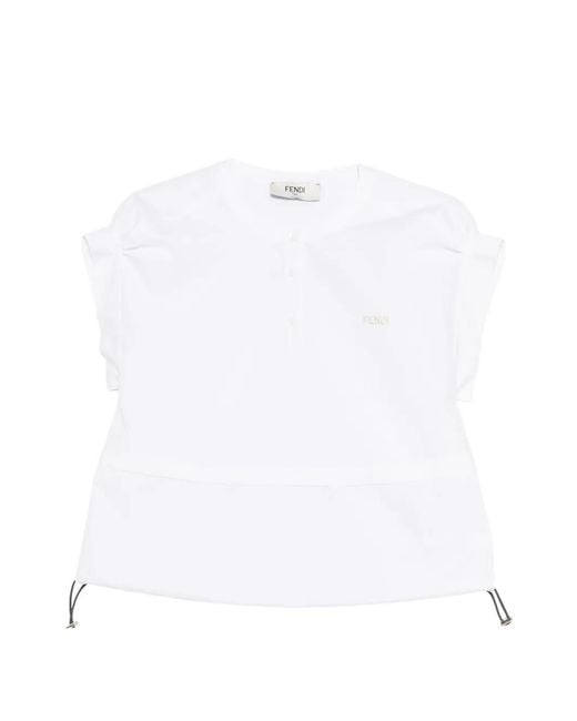 Fendi White Blouse À Ourlet À Lien De Resserrage