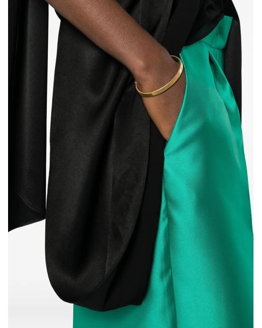 Carla G Green Satin-Finish Wide-Leg Palazzo Pants