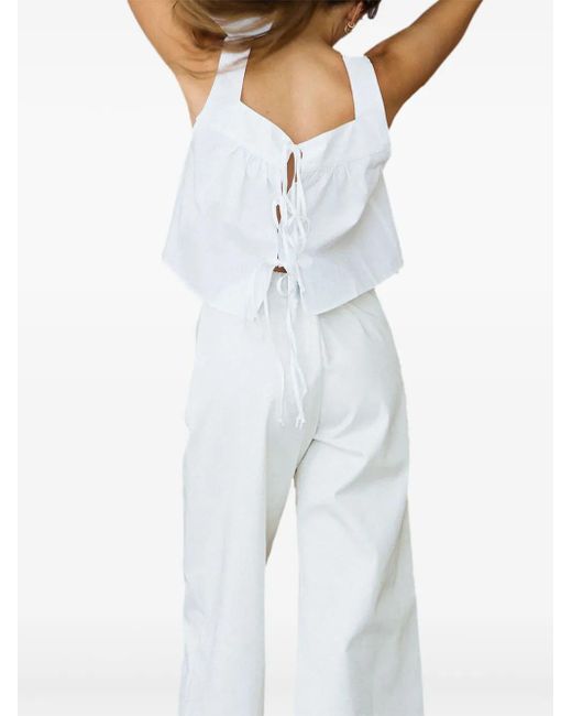 Ciao Lucia White Emilia Tie-Front Square-Neck Top