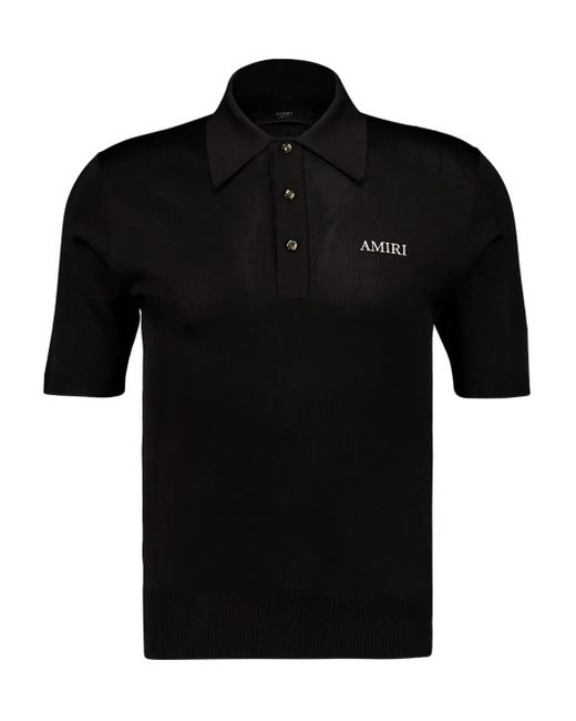 Amiri Black Classic Collar Polo With Three-Button Closure for men