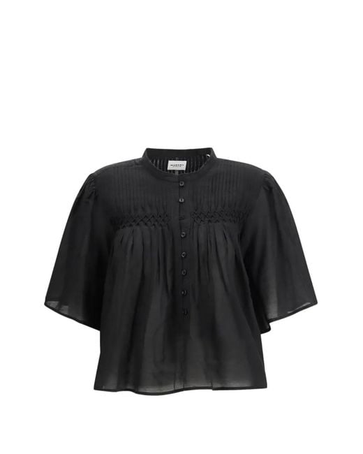 Isabel Marant Black Pleated Buttoned Shirt