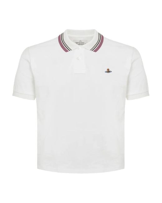 Vivienne Westwood White Striped-Collar Polo Top