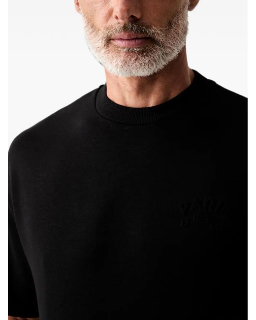 Karl Lagerfeld Black Logo-Embroidered Ribbed-Trim T-Shirt for men