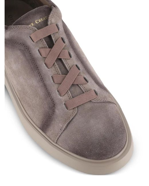 Officine Creative Gray Logo-Print Suede Sneakers for men