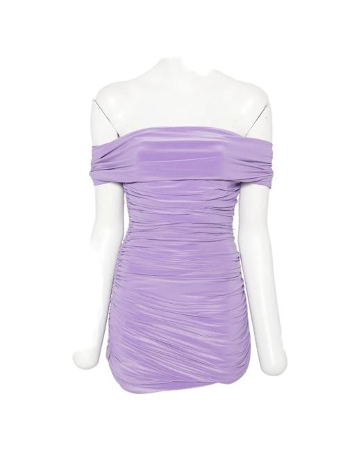 Norma Kamali Purple Ruched Mini Dress