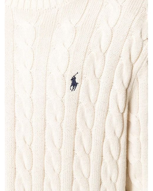 Polo Ralph Lauren Natural V Neck Sweather With Logo for men