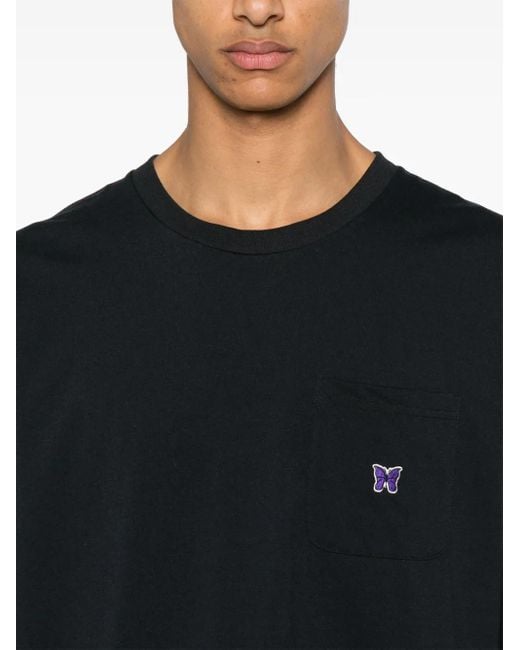 Needles Blue Butterfly-Embroidered T-Shirt for men