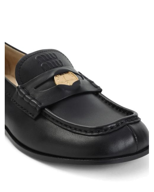 Miu Miu Black Coin-Detail Loafers
