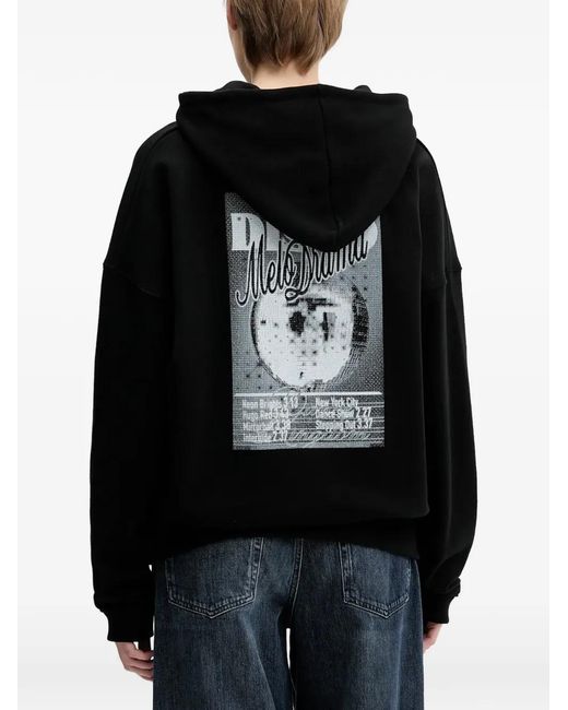 HUGO Black Graphic-Print Hoodie