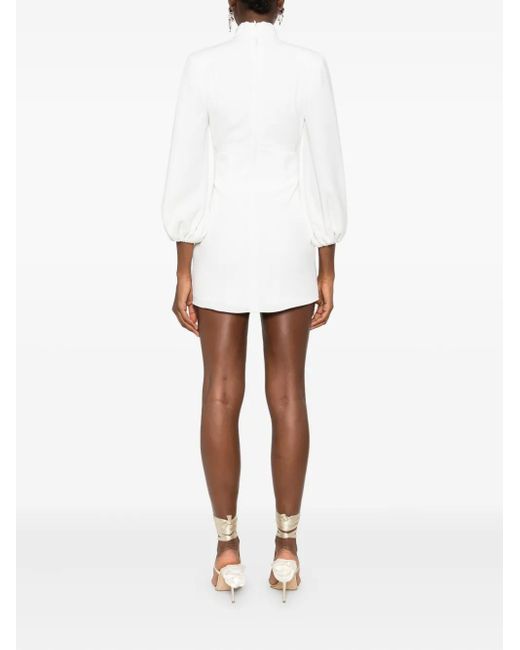 Vestiaire d'un Oiseau Libre Jurk Met Hoge Hals En Ballonmouwen in het White