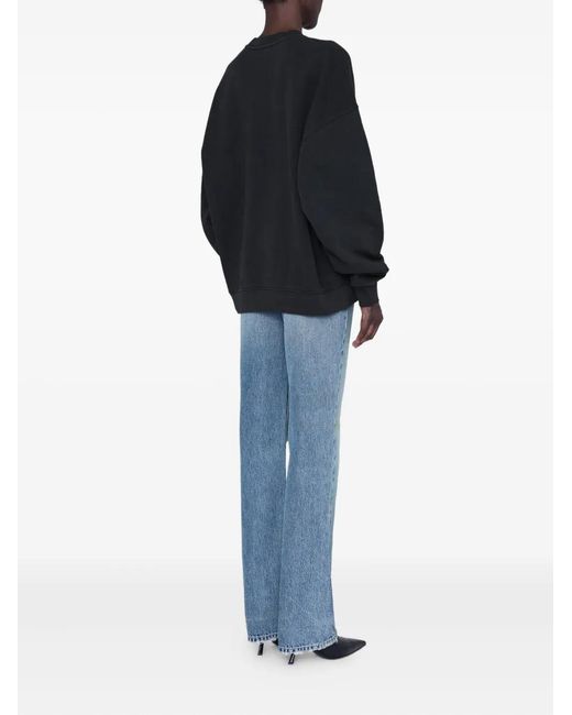Anine Bing Black Miles Sweatshirt Chenille Signature