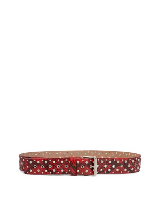 Dries Van Noten スタッズ レザーベルト Red