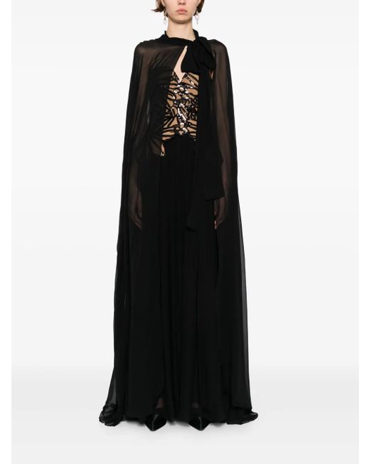 Elie Saab Black Embroidered-Sequin Dress