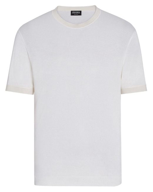 T-shirt en soie à encolure ras du cou Zegna pour homme en coloris White