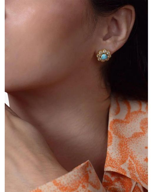 Tanya Farah Metallic Daisy Stud Earrings