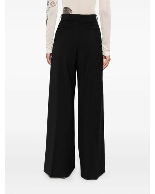 Sportmax Black Wide-Leg Trousers With Pleat Detailing And High Waist