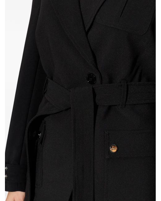 Ganni Black Notched-Lapel Belted Jacket