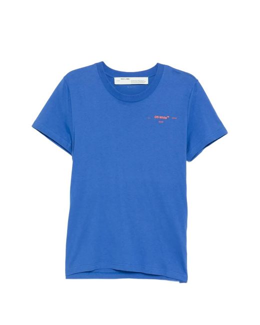 Off-White c/o Virgil Abloh Blue Rhinestone-Embellished Embroidery T-Shirt