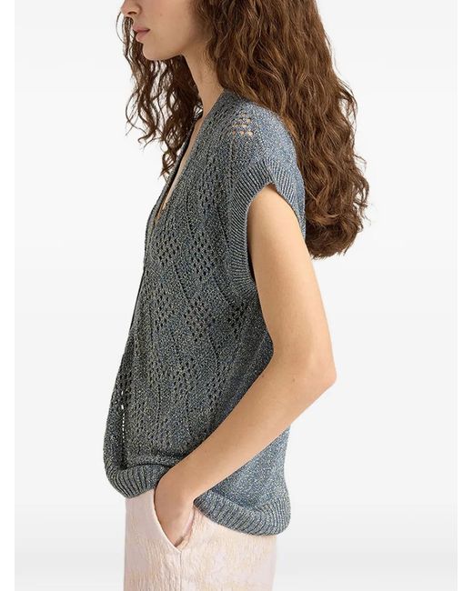 Momoní Blue Pedro Diamond-Pattern Vest