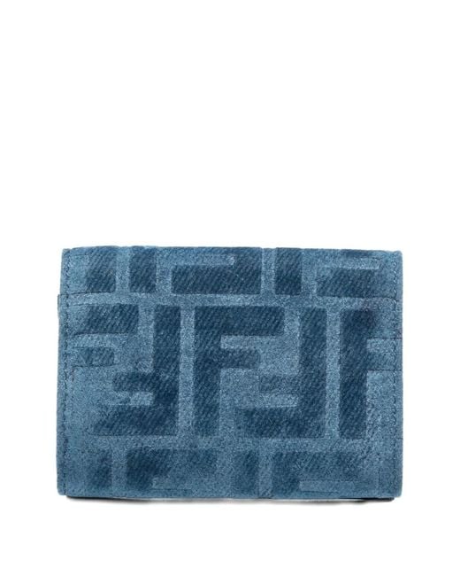 Fendi Blue Portefeuille À Plaque Logo Ff