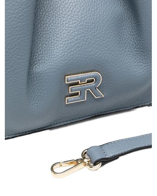 ERMANNO FIRENZE Blue Small Anora Logo-Plaque Grained-Leather Tote Bag
