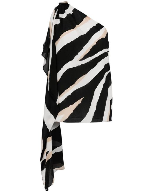 Elie Saab Black Zebra-Print Silk Top
