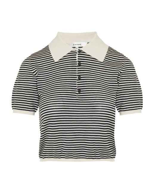 FRAME Gray Gestreiftes Poloshirt