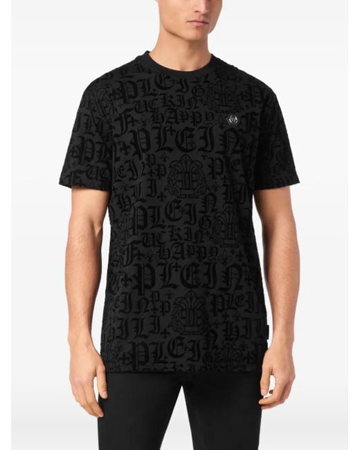 Philipp Plein Black T-Shirt Round Neck Ss Gothic Plein for men