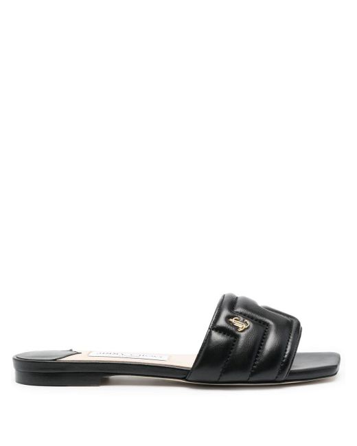 Jimmy Choo Leather Themis Flat Sandals in Black | Lyst Australia