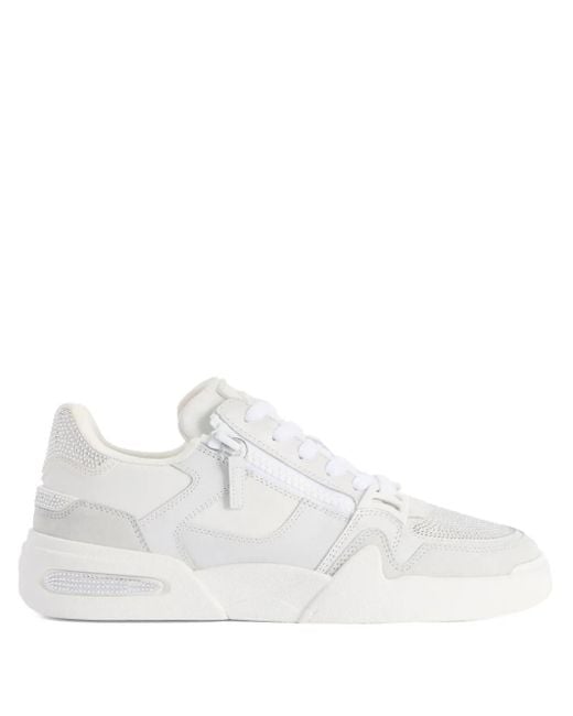 Giuseppe Zanotti White Zipped Low-Top Sneakers for men