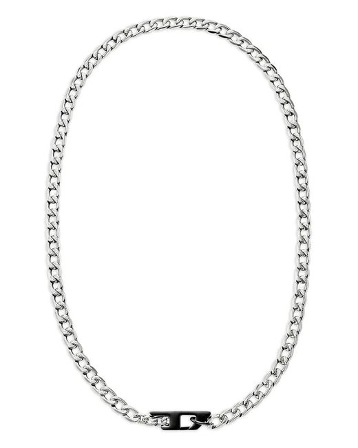 DIESEL White D-Logo Chain Necklace for men