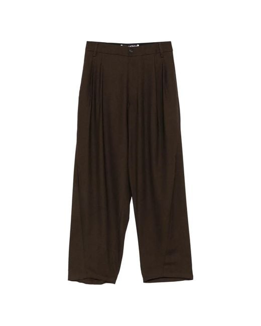 frenken Brown Pleated Wide-Leg Trousers
