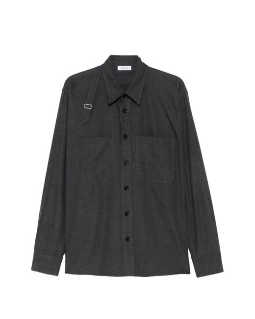 McQueen Black Harness-Detail Patch-Pocket Overshirt for men