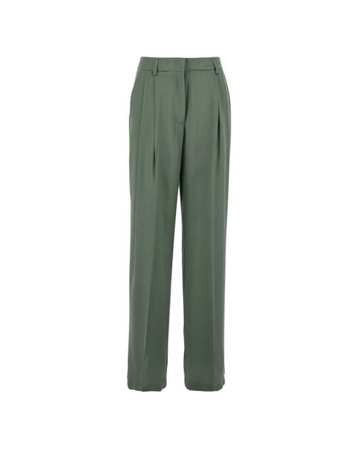Semicouture Green Pleated Tailored Trousers