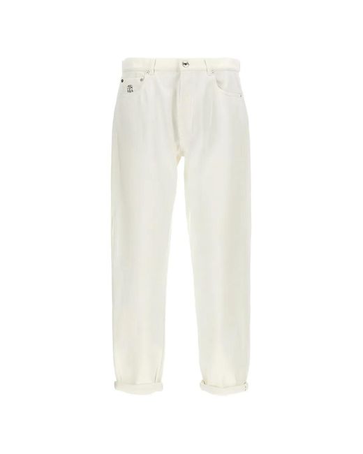 Brunello Cucinelli White Relaxed-Fit Cotton Jeans for men