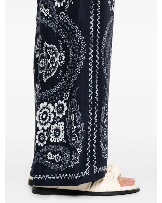 Maje Blue Weite Hose Mit Bandana-Print