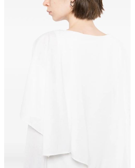 Ruohan White Tobi Cape-Style Dress
