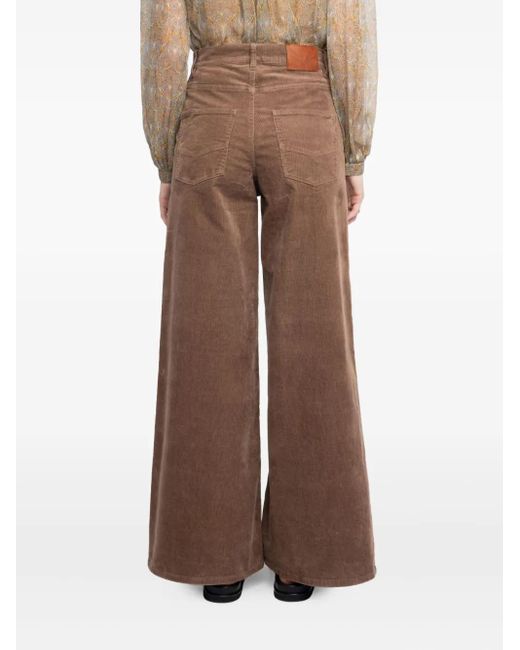 Zadig & Voltaire Brown Logo-Patch Wide-Leg Trousers
