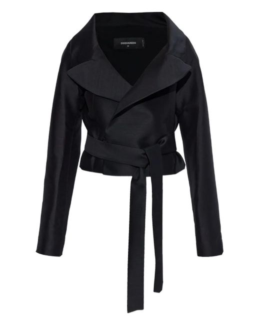 DSquared² Black Belted Virgin-Wool Jacket